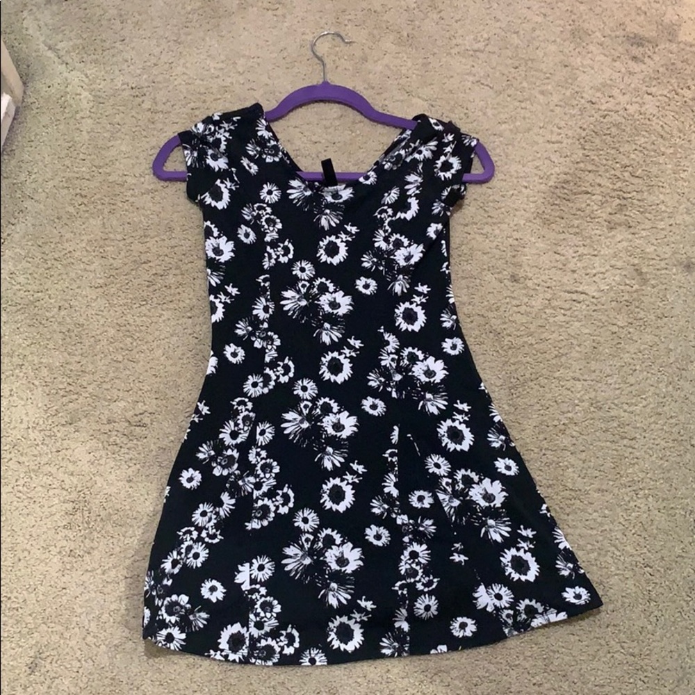 black dress with white flowers